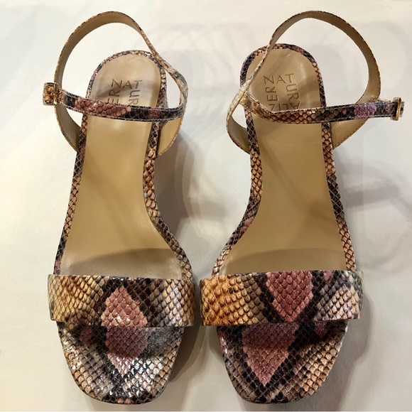 NATURALIZER (8.5W) Ivy Leather Snakeskin Print Sandals Mauve Tan Black - Picture 15 of 16
